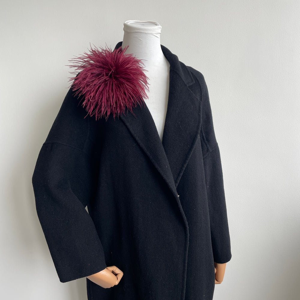 Burgundy Ostrich Feather Brooch