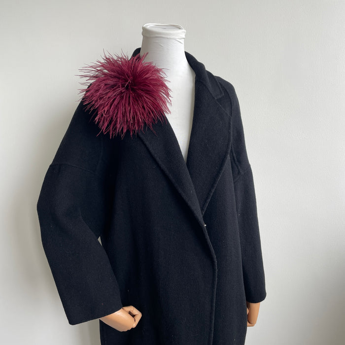 Burgundy Ostrich Feather Brooch