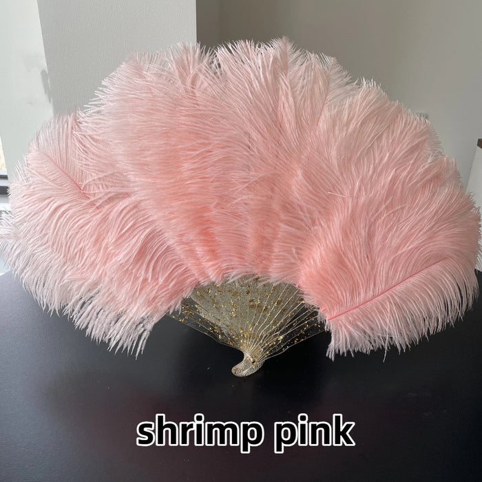 Shrimp Pink Ostrich Feather Resin Fan