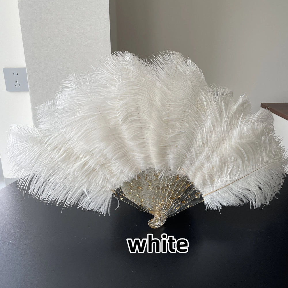 White Ostrich Feather Resin Fan