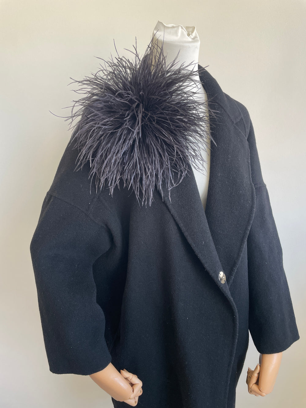Luxury Black Ostrich Feather Brooch