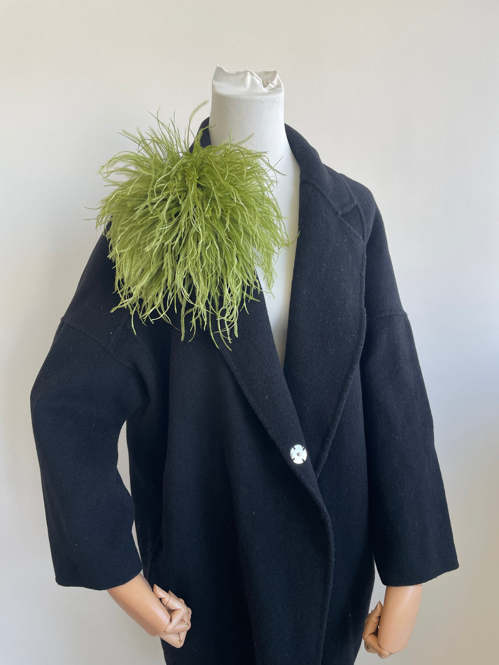 Luxury Olive Green Ostrich Feather Brooch