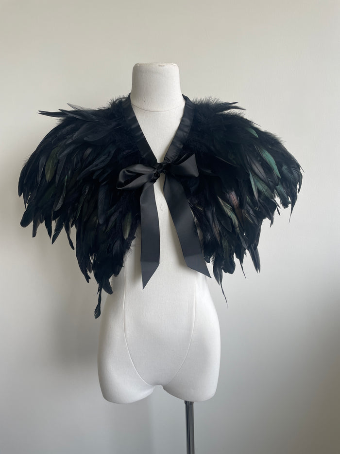 Black Feather Cape – Gothic Halloween Statement Shawl