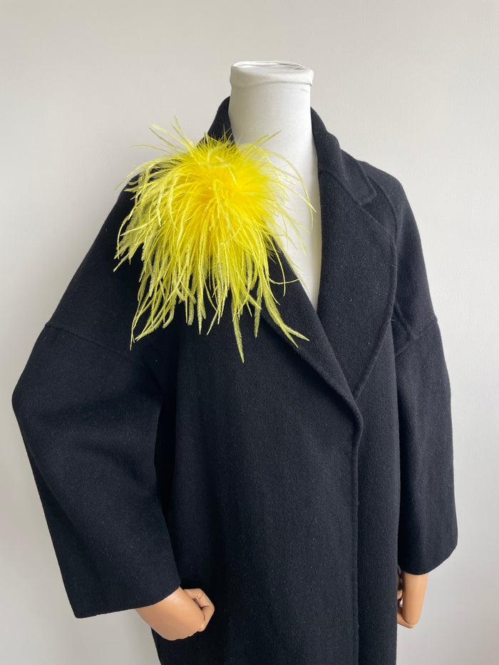 Yellow Marabou Feather Brooch