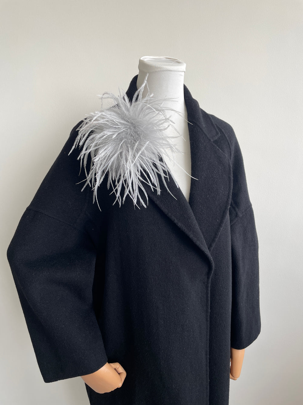 Grey Marabou Feather Brooch