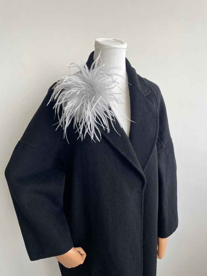 Grey Marabou Feather Brooch