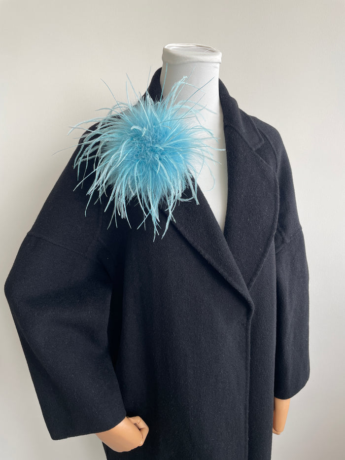 Blue Marabou Feather Brooch