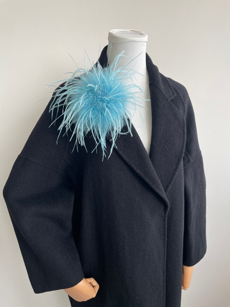 Blue Marabou Feather Brooch