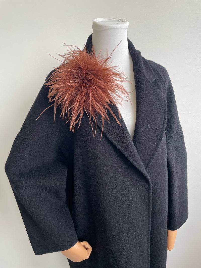 Brown Marabou Feather Brooch