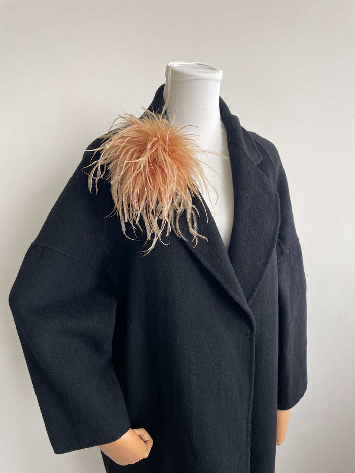 Coffee Marabou Feather Brooch