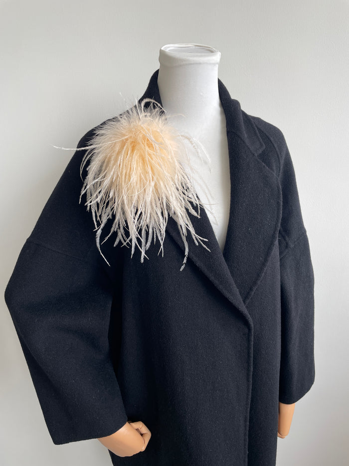 Champagne Marabou Feather Brooch