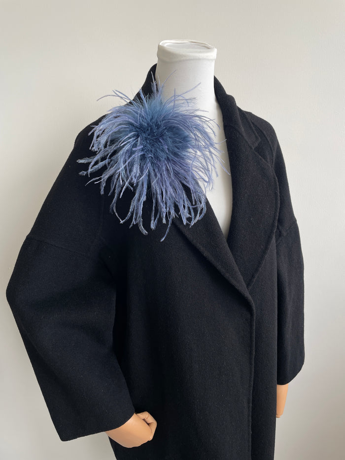 Dusty Blue Marabou Feather Brooch