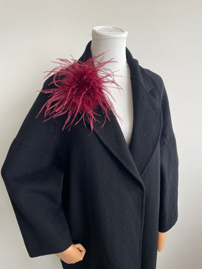 Wine Red Marabou Feather Brooch