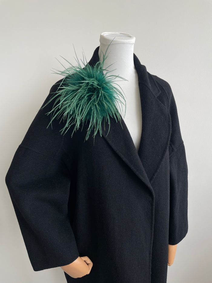 Dark Green Marabou Feather Brooch