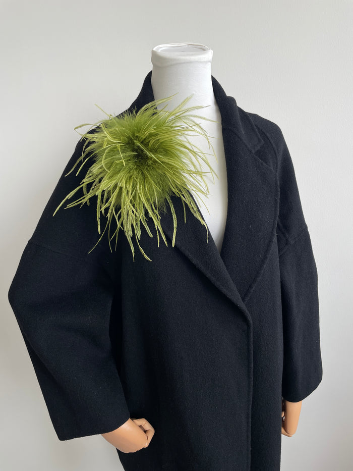 Olive Green Marabou Feather Brooch