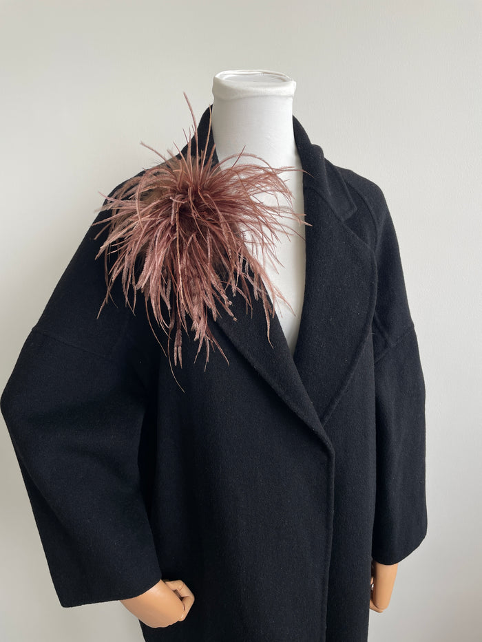 Cocoa Marabou Feather Brooch