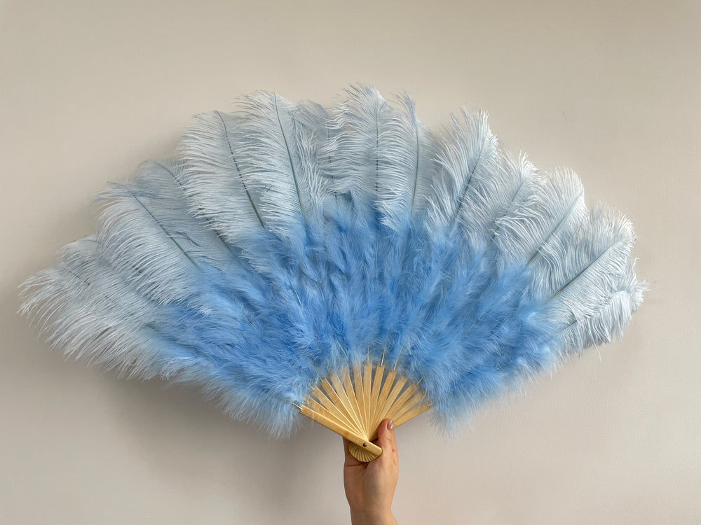 Light Blue Ostrich Feather Fan