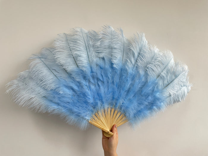 Light Blue Ostrich Feather Fan