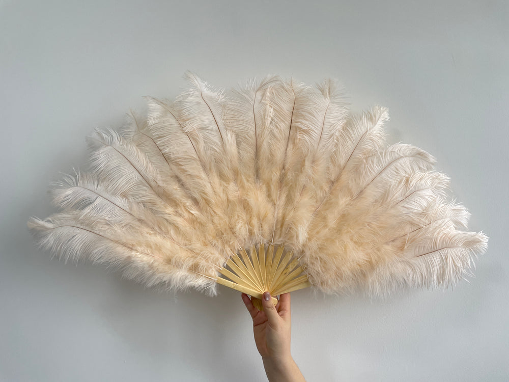 Champagne Ostrich Feather Fan