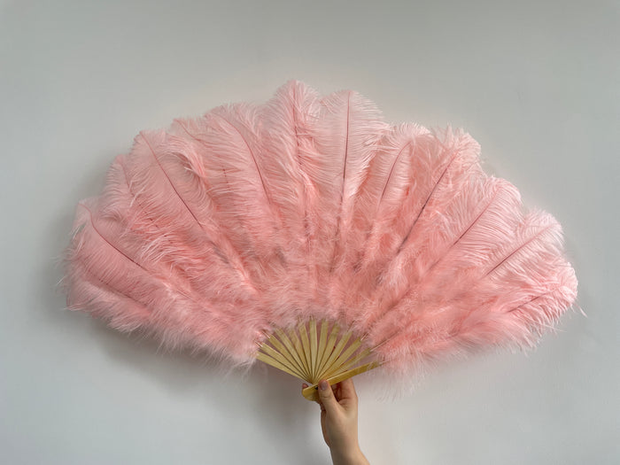 Rouge Pink Ostrich Feather Fan