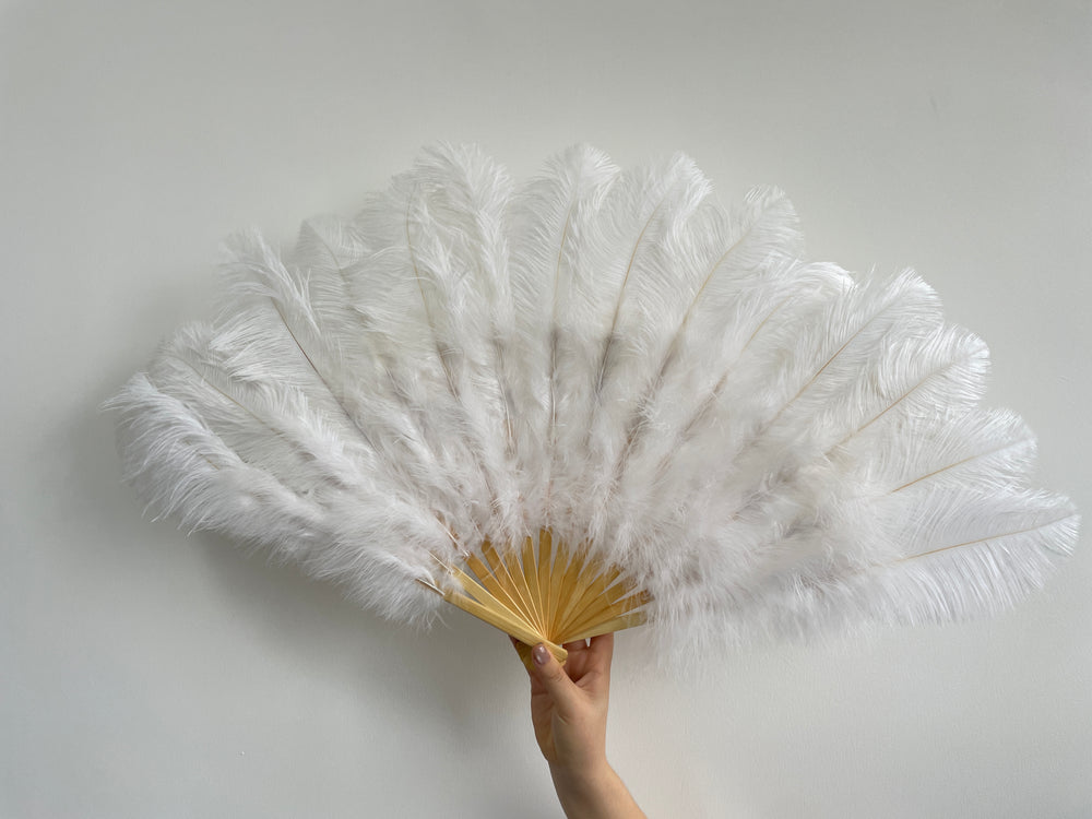 White Ostrich Feather Fan