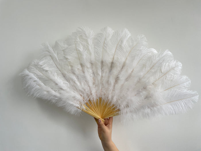 White Ostrich Feather Fan