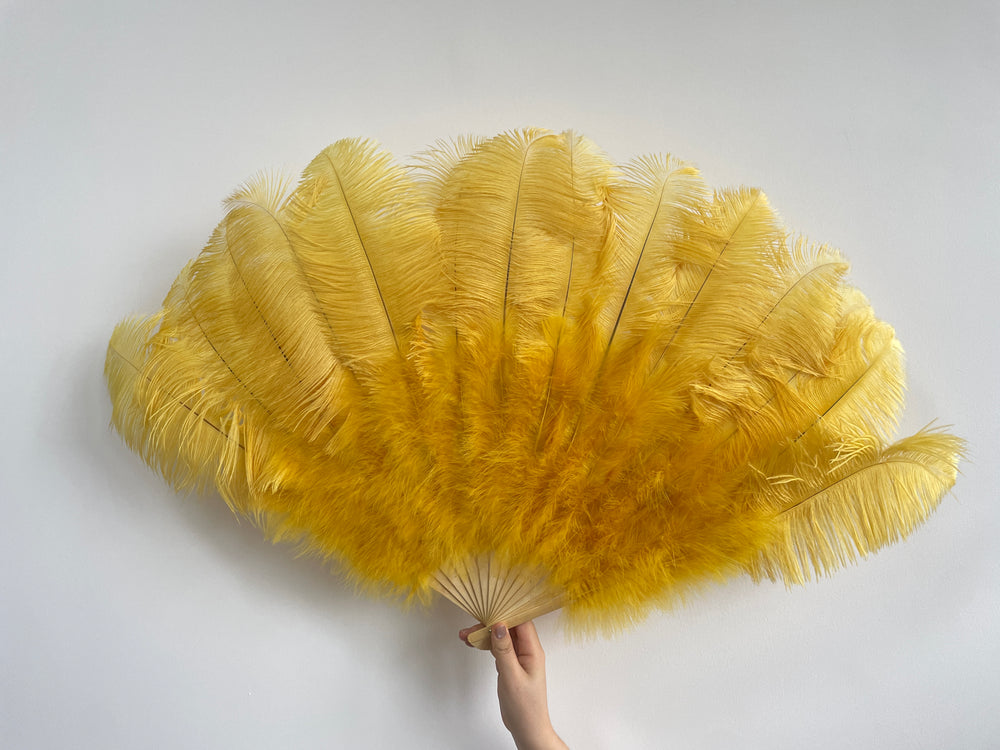 Gold Ostrich Feather Fan