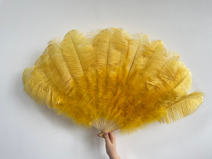 Gold Ostrich Feather Fan