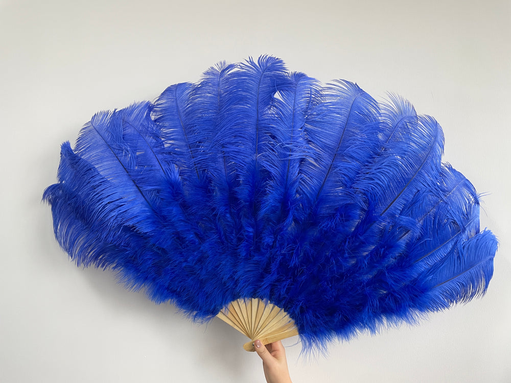 Royal Blue Ostrich Feather Fan