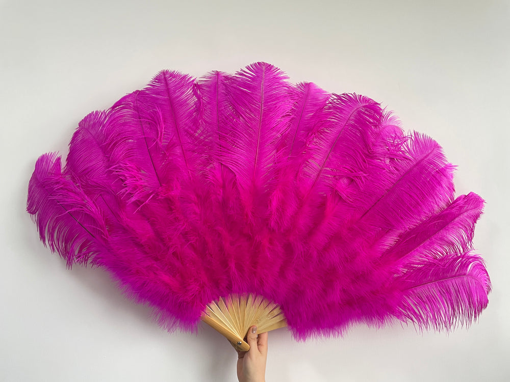 Rose Ostrich Feather Fan
