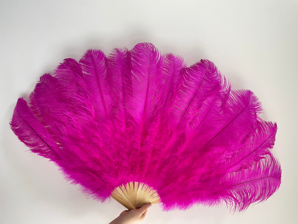 Rose Ostrich Feather Fan