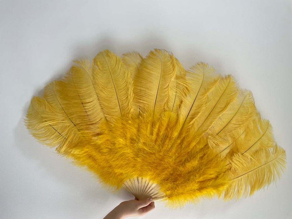 Gold Ostrich Feather Fan
