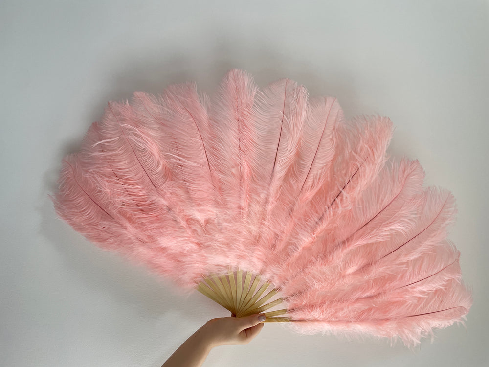Rouge Pink Ostrich Feather Fan