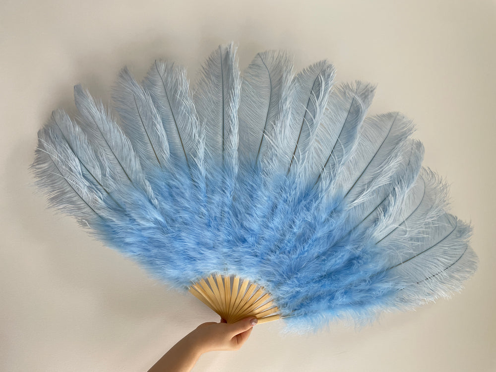 Light Blue Ostrich Feather Fan