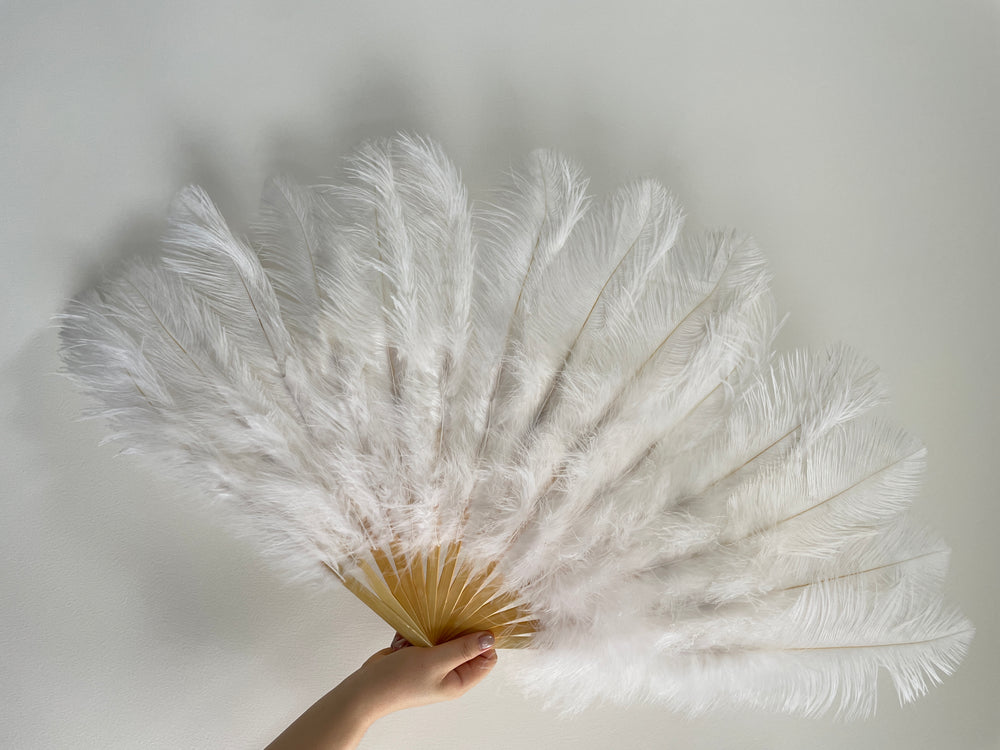 White Ostrich Feather Fan