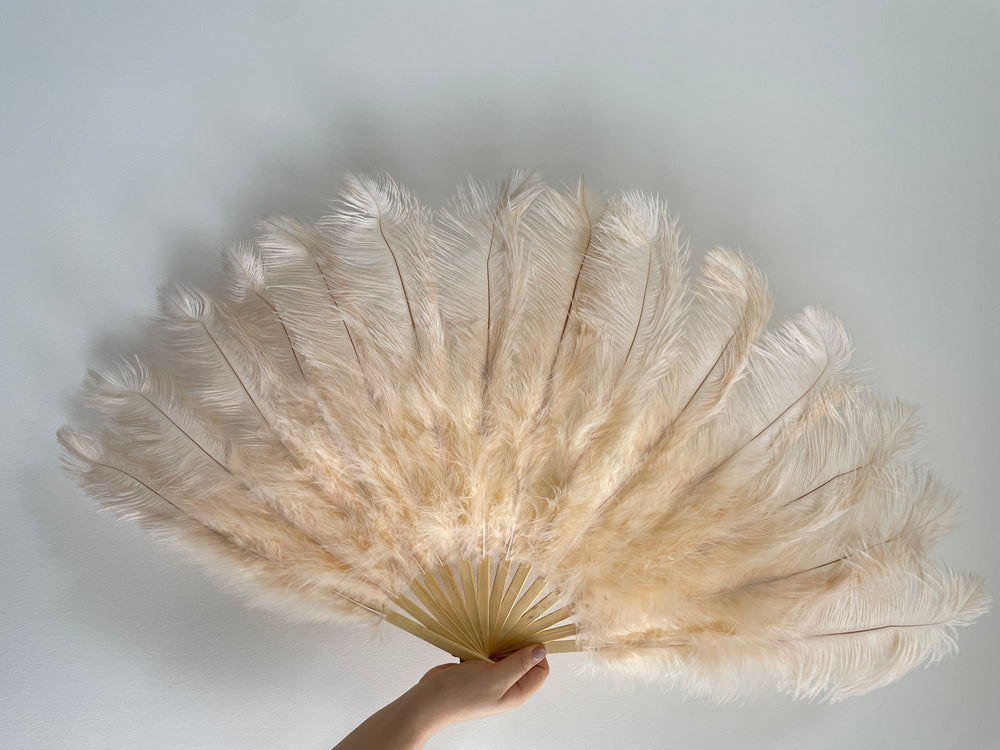 Champagne Ostrich Feather Fan