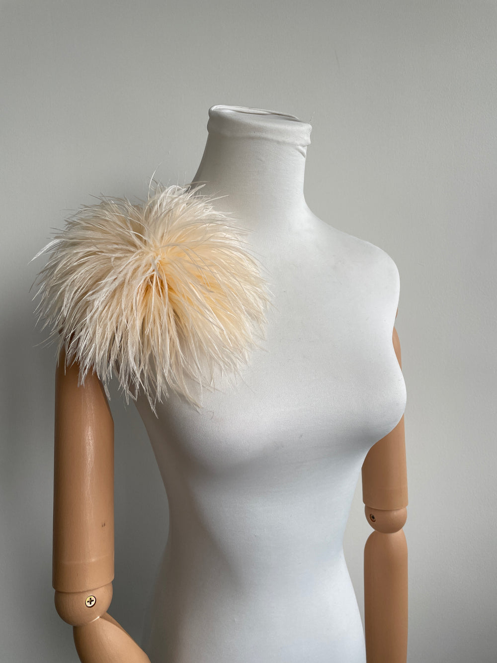 Champagne Ostrich Feather Brooch