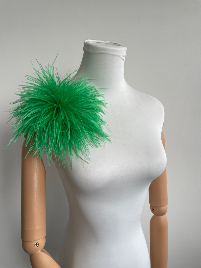Grass Green Ostrich Feather Brooch