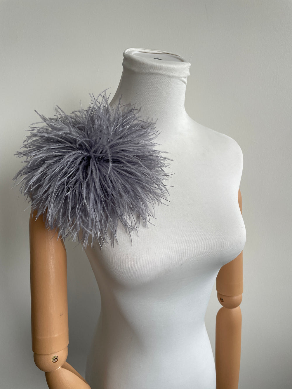 Grey Ostrich Feather Brooch