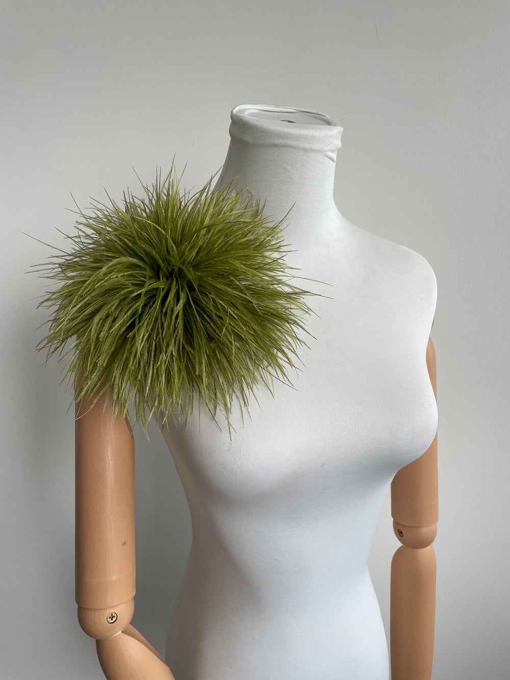 Grass Green Ostrich Feather Brooch