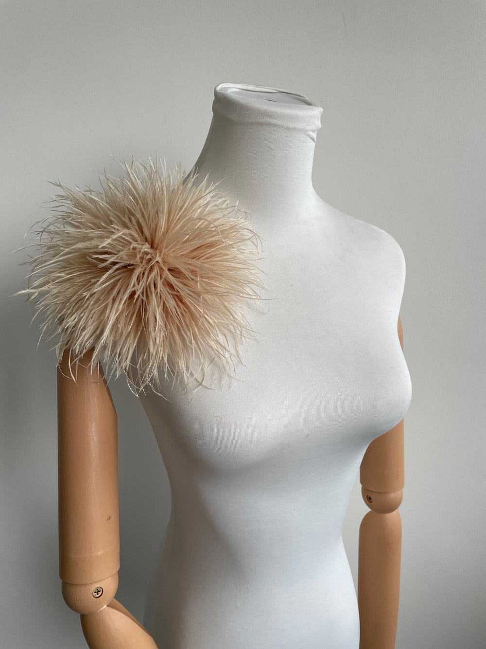 Khaki Ostrich Feather Brooch