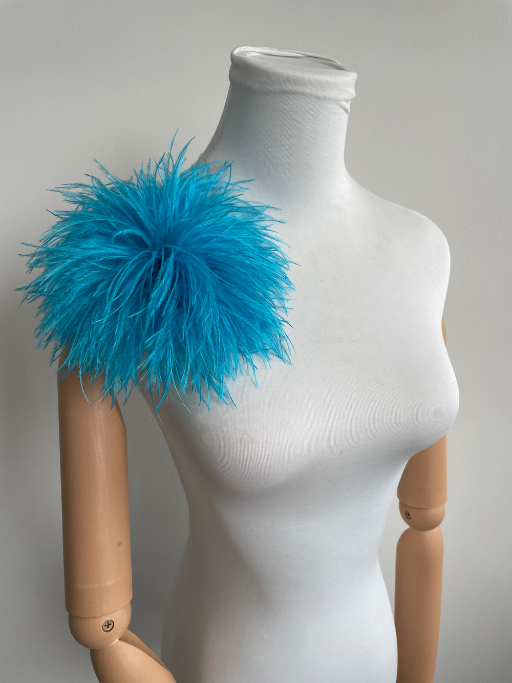 Peacock Blue Ostrich Feather Brooch