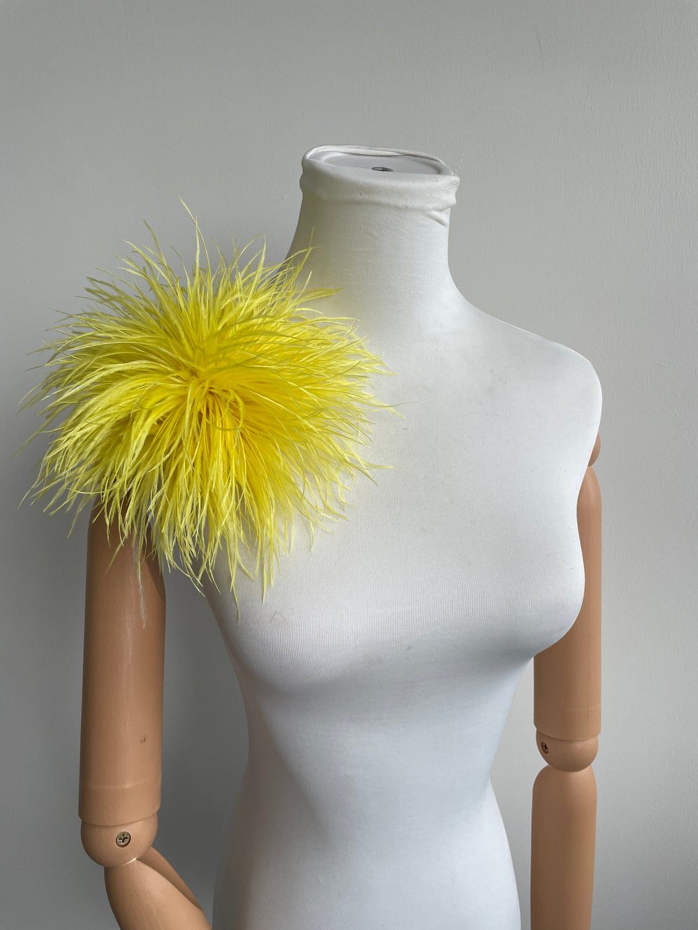 Yellow Ostrich Feather Brooch