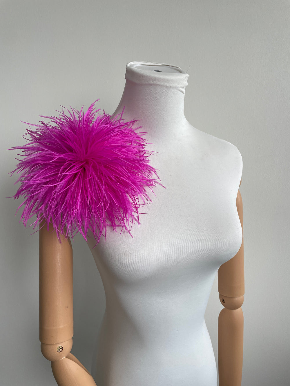 Rose Red Ostrich Feather Brooch