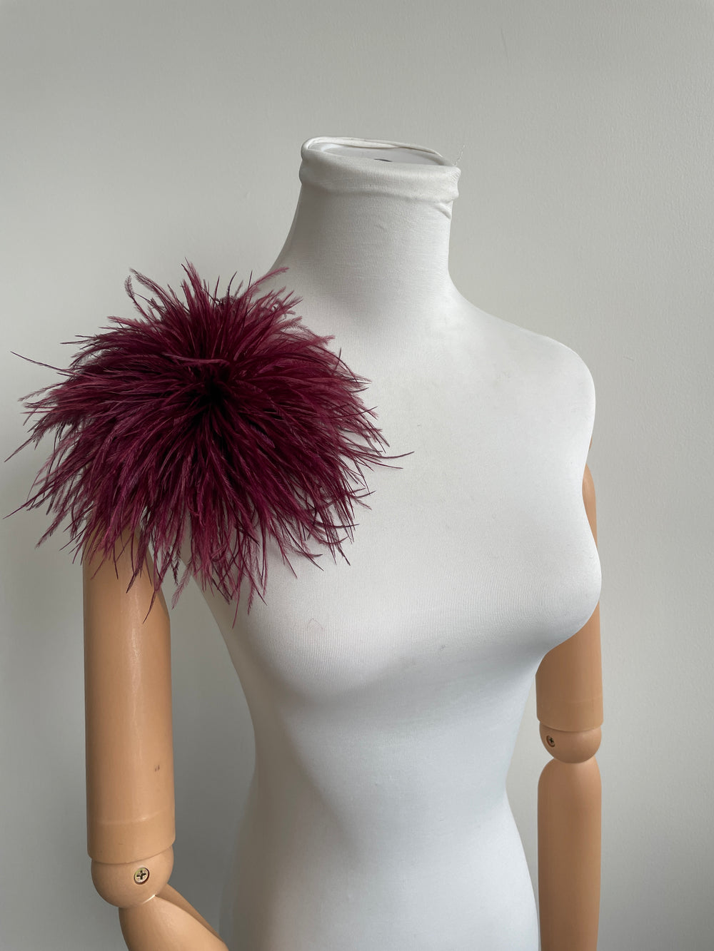 Burgundy Ostrich Feather Brooch