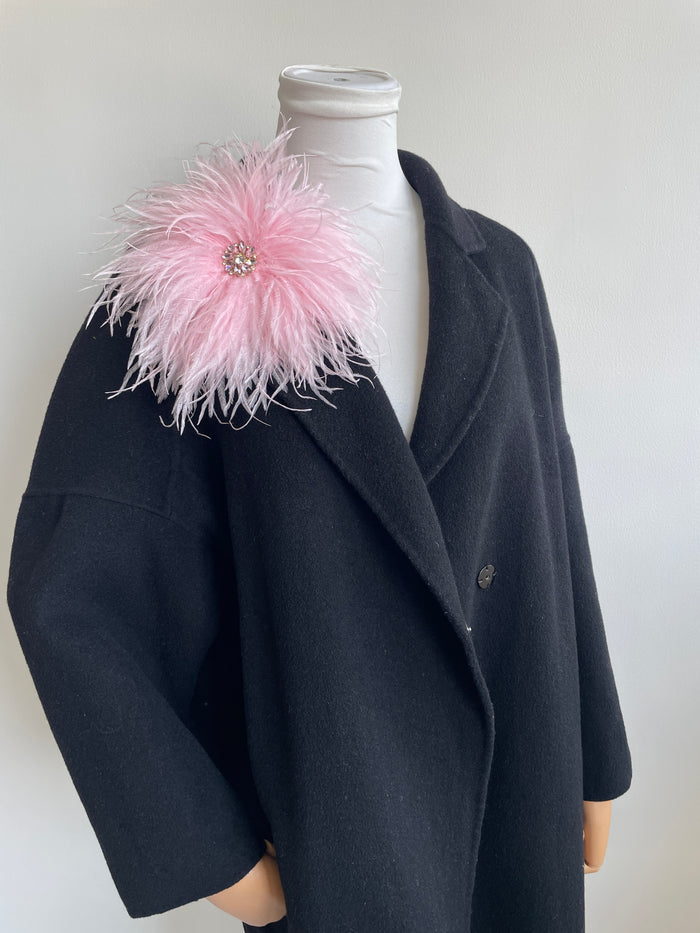Light Purple  Rhinestone Ostrich Feather Brooch