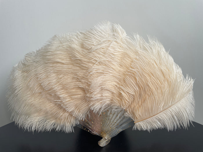 champagne Ostrich Feather Resin Fan