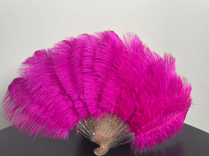 Rose Ostrich Feather Resin Fan