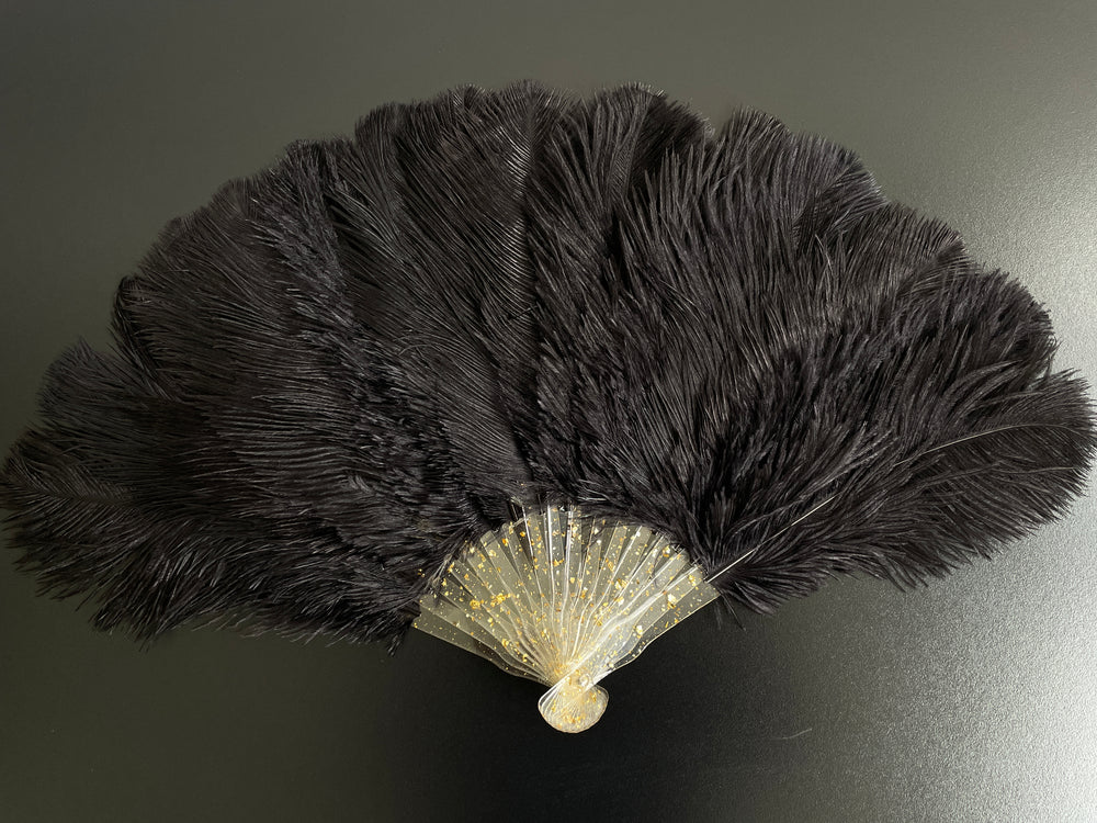 Black Ostrich Feather Resin Fan