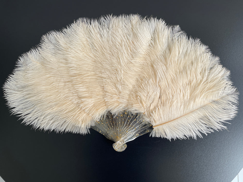 champagne Ostrich Feather Resin Fan